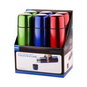 0.5L Stainless Steel Bullet Flask, Set of 6 (Red, Blue, Green)