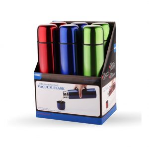 1.0L Stainless Steel Bullet Flask, Set of 6 (Red, Blue, Green)