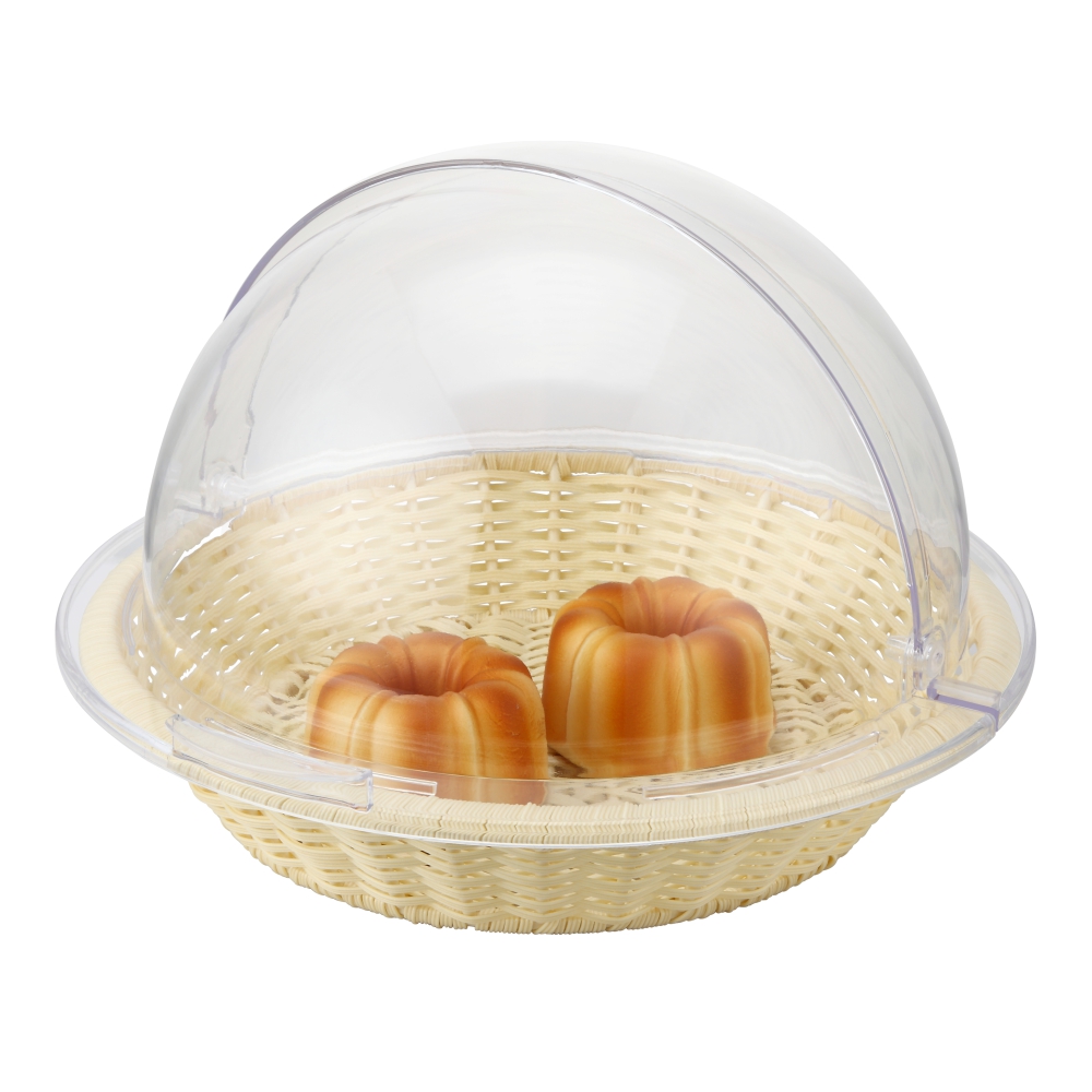 2/3 Poly-Rattan Basket dia.36cmx6.5cm with PC cover