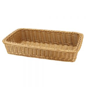 C06 Heavy Duty Polypropylene Rattan Basket, Rectangular, 38x29x9(H)cm, with Stainless Steel Wire, Beige (C06 Series)