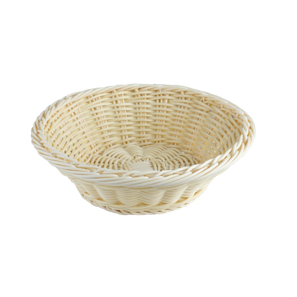 C06 Heavy Duty Polypropylene Rattan Basket, Round, dia.25x8(H)cm, Beige (C06 Series)
