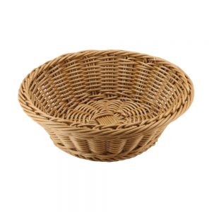 C06 Sereis Heavy Duty Polypropylene Rattan Basket, Round, dia.18.5x7.5(H)cm, Dark Brown (C06 Series)