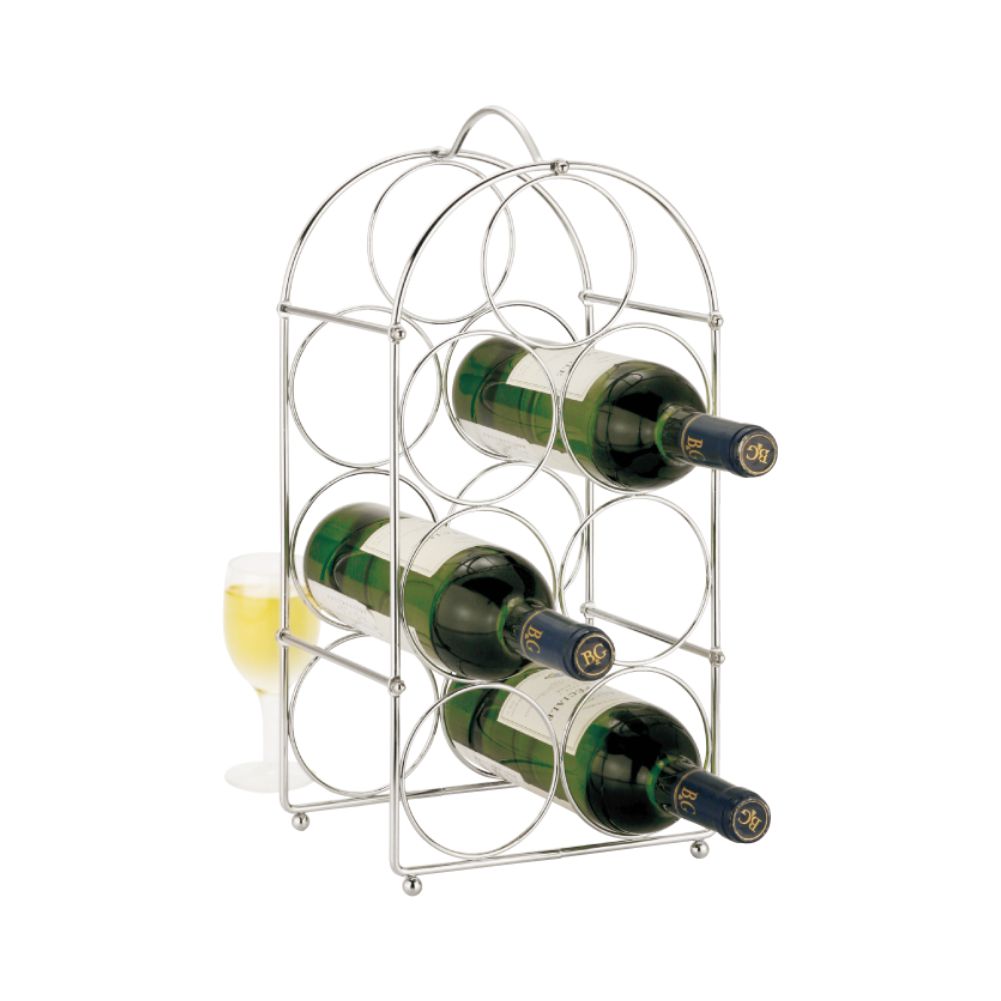 Chrome Plated Wine Bottle Rack, 38 x 34 x 12.5cm, Stackable