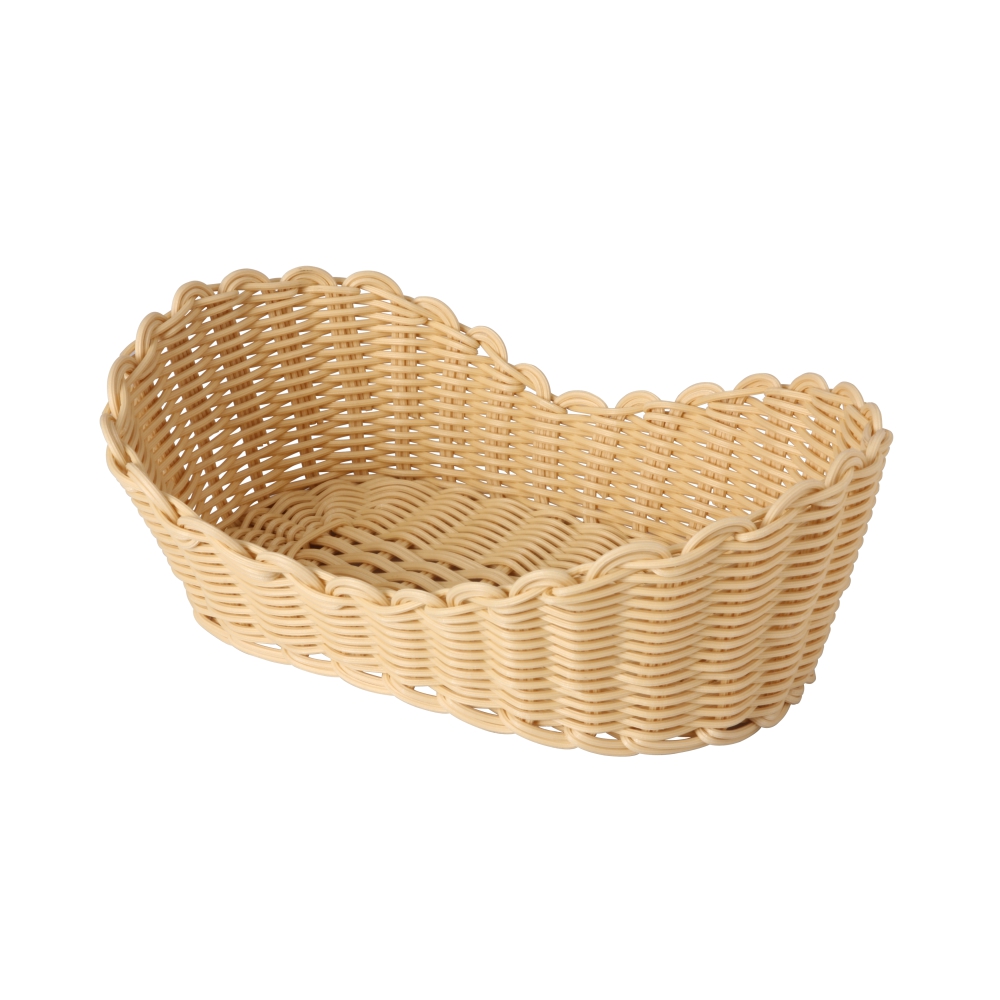 Heavy Duty Polypropylene Rattan Basket, Loaf Shape, 33x20x12cm, Beige (C06 Series)