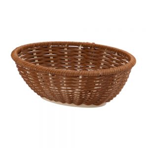 Heavy Duty Polypropylene Rattan Basket, Oval, 23x18.5x8cm, Dark Brown (C05 Series)