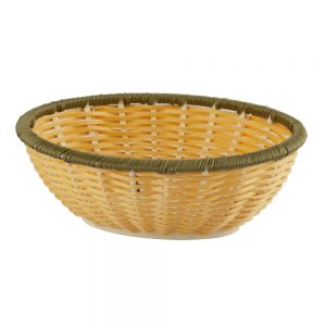 Heavy Duty Polypropylene Rattan Basket, Oval, 23x18.5x8cm, Yellow and Green (C05 Series)