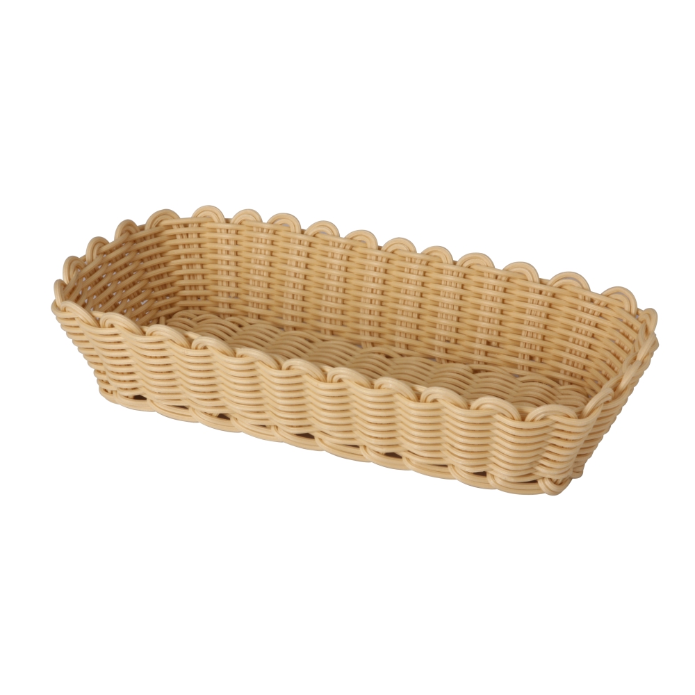 Heavy Duty Polypropylene Rattan Basket, Rectangular, 28.5x20x6cm, Beige (C06 Series)