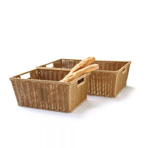 Heavy Duty Polypropylene Rattan Basket, Rectangular, 40x30x18(H)cm, Dark Brown (C06 Series)