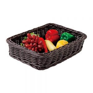 Heavy Duty Polypropylene Rattan Basket, Rectangular, 40x30x9(H)cm, Deep Brown (C06 Series)