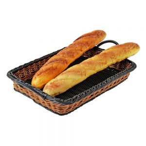 Heavy Duty Polypropylene Rattan Basket, Rectangular, 45x31x6(H)cm, with Handles, Black With Dark Brown (C06 Series)