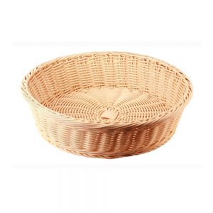 Heavy Duty Polypropylene Rattan Basket, Round, dia.40x10(H)cm, Beige (C06 Series)