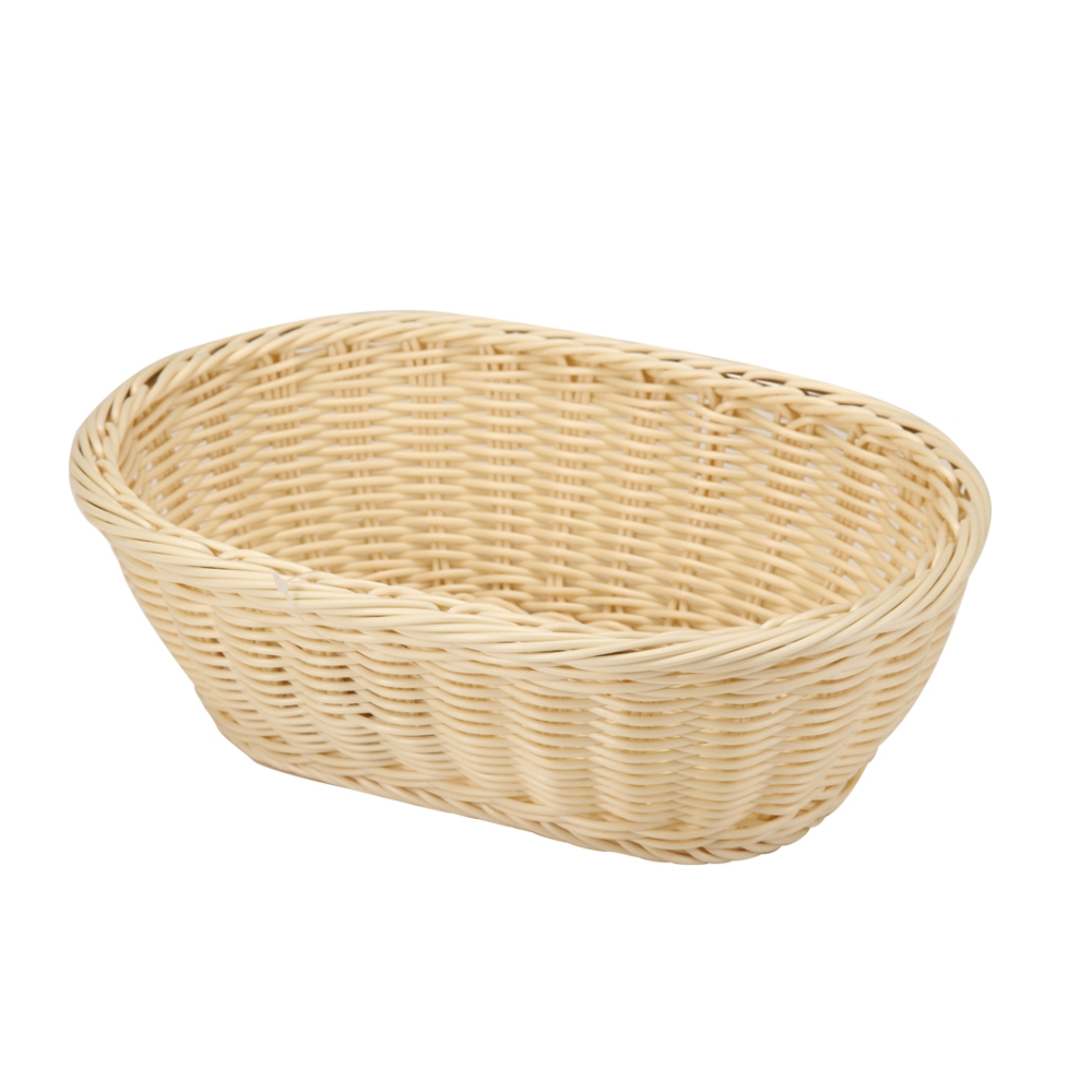 Heavy Duty Polypropylene Rattan Bread Basket, Rectangular, 41x29x16.5cm, Beige (C06 Series)