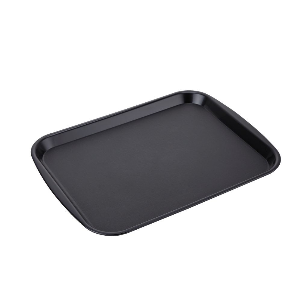 Polypropylene Fast Food Tray with Side Handles 36.5cmx27cm/14.5inchx10.5inch (Black)