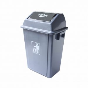 Polypropylene Push Cover Waste Bin, 40L, 41x27.5x61cm, Grey-MGB-G002B