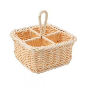 Polypropylene Rattan Basket 16x16x8cm Square Beige (C04 Range)