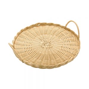 Polypropylene Rattan Basket with Handles dia.31x3cm Round Light Brown (C03 Range)