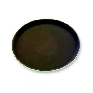Rubber Surface and Fibreglass Bottom Non-Slip Tray 27.5cm/11inch, Round (Black)
