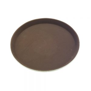 Rubber Surface and Fibreglass Bottom Non-Slip Tray 27.5cm/11inch, Round (Brown)