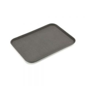 Rubber Surface and Fibreglass Bottom Non-Slip Tray 31cmx41cm/12inchx16inch, Rectangular (Black)