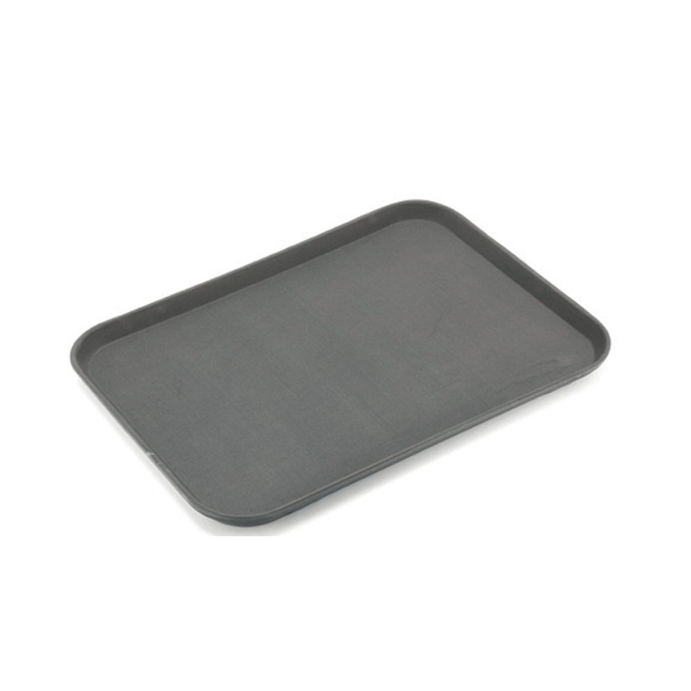 Rubber Surface and Fibreglass Bottom Non-Slip Tray 45cmx65cm/18inchx26inch, Rectangular (Black)