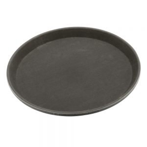 Rubber Surface and Polypropylene Bottom Non-Slip Tray 27.5cm/11inch, Round (Black)