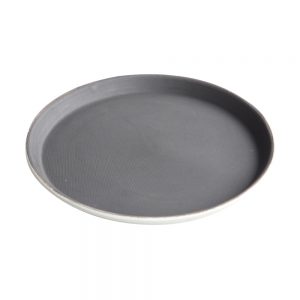 Rubber Surface and Polypropylene Bottom Non-Slip Tray 27.5cm/11inch, Round (Brown)