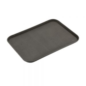 Rubber Surface and Polypropylene Bottom Non-Slip Tray 31cmx41cm/12inchx16inch, Rectangular (Black)