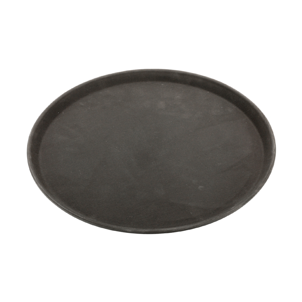 Rubber Surface and Polypropylene Bottom Non-Slip Tray 40.5cm/16inch, Round (Black)