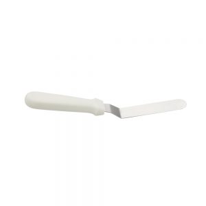 Stainless Steel Cranked Spatula 15cm with White Plastic Handle (MPH series)