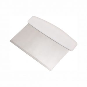 Stainless Steel Dough Scraper 8 x 16cm with White Plastic Handle (MPH series)