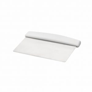 Stainless Steel Dough Scraper 8 x 18cm with White Plastic Handle (MPH series)