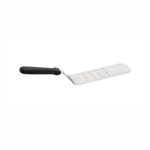 Stainless Steel Flexible Perforated Turner 20 x 8cm Blade with Black Plastic Handle (MPH series)