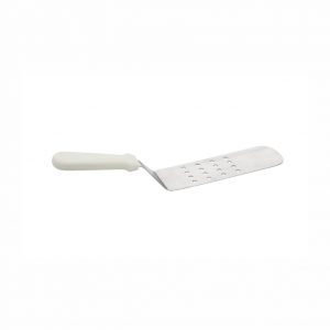 Stainless Steel Flexible Perforated Turner 20 x 8cm Blade with White Plastic Handle (MPH series)