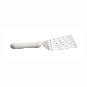 Stainless Steel Flexible Slotted Turner 10 x 8cm Blade with White Plastic Handle (MPH series)