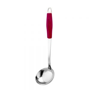 Stainless Steel Ladle with Red Silicone Handle