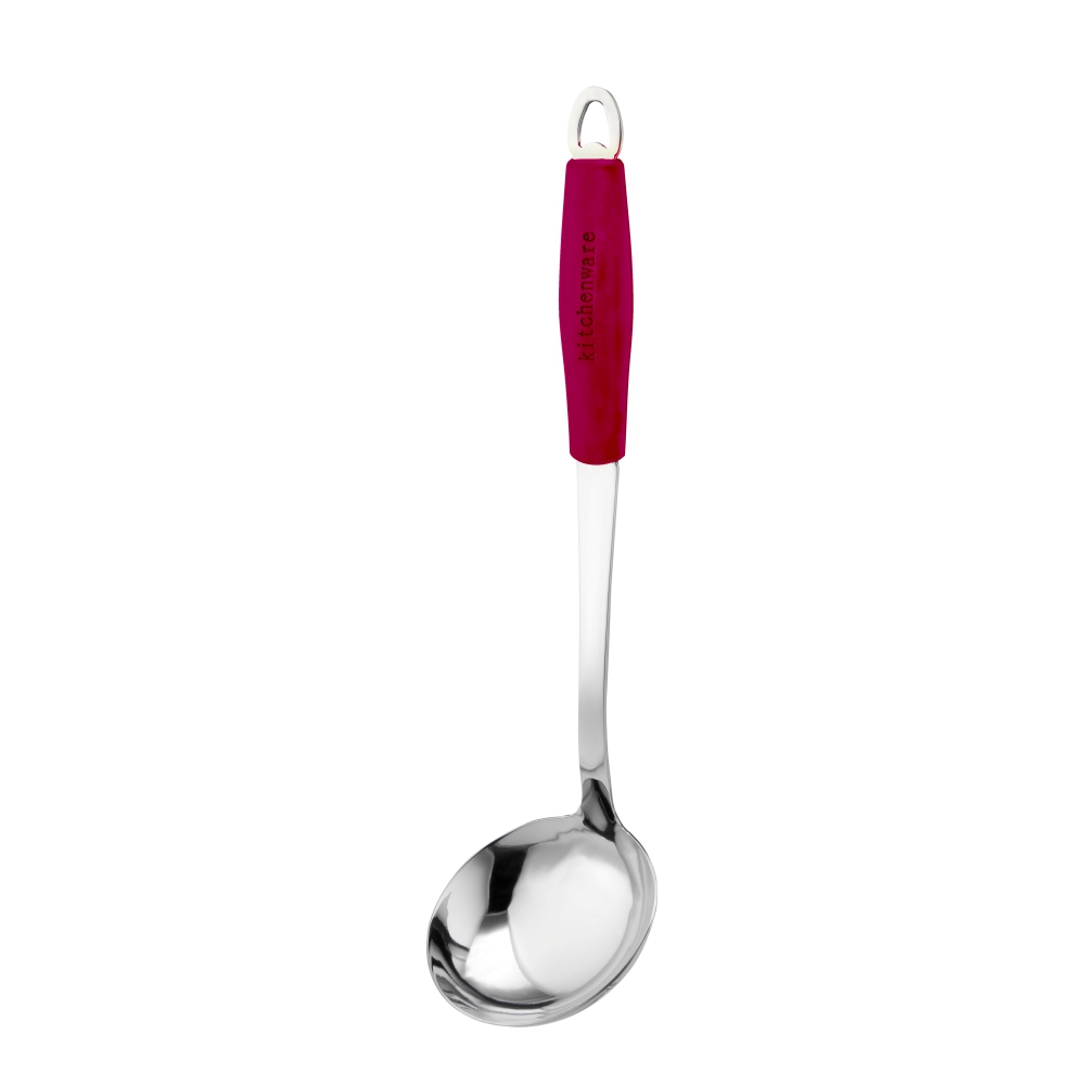 Stainless Steel Ladle with Red Silicone Handle