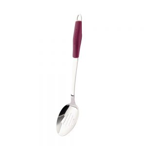 Stainless Steel Meat Fork with Red Silicone Handle