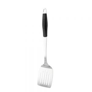 Stainless Steel Slotted Turner with Black Silicone Handle