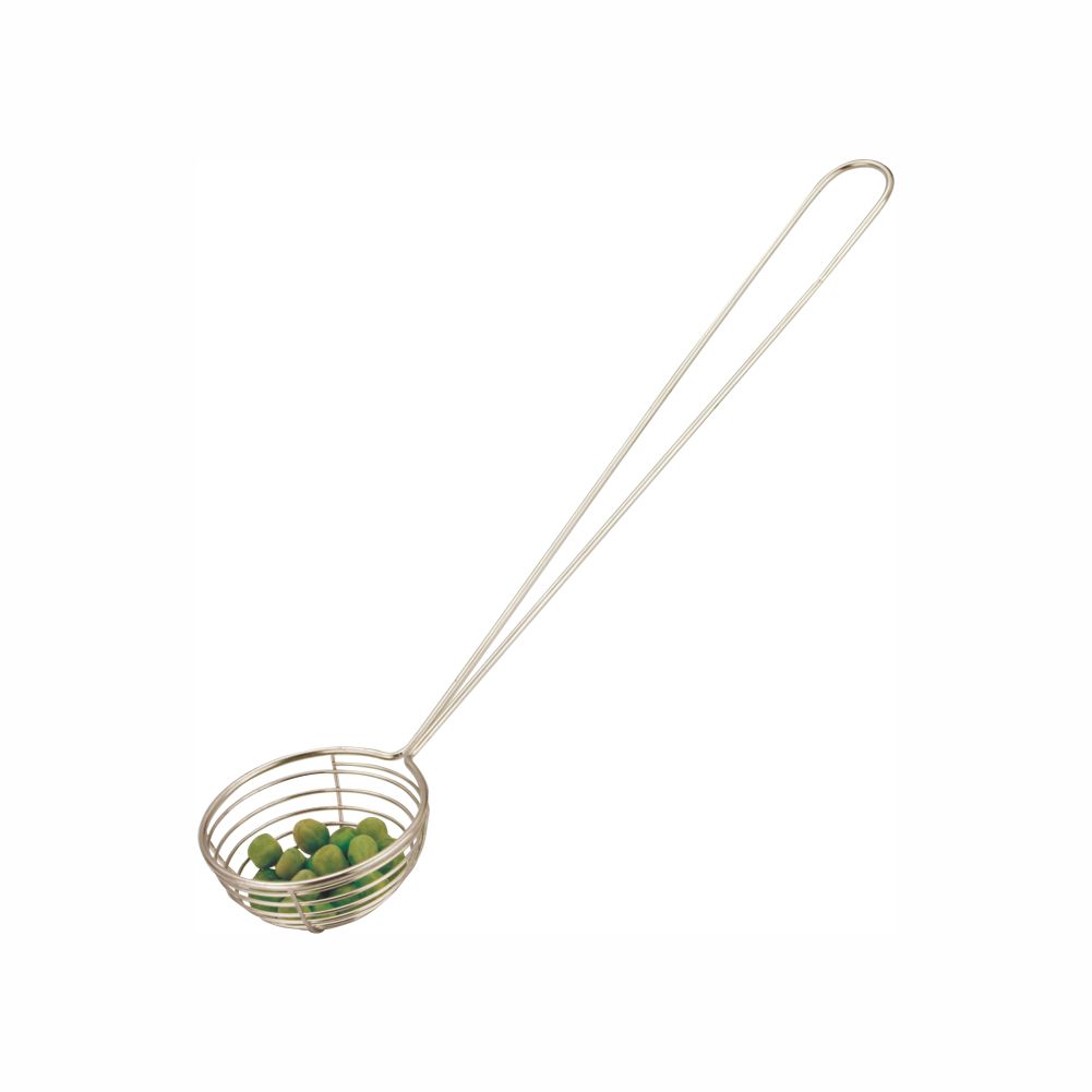 Stainless Steel Wire Pea Scoop Spoon, dia. 6.5cm x 29.5cm handle (MCWW series)