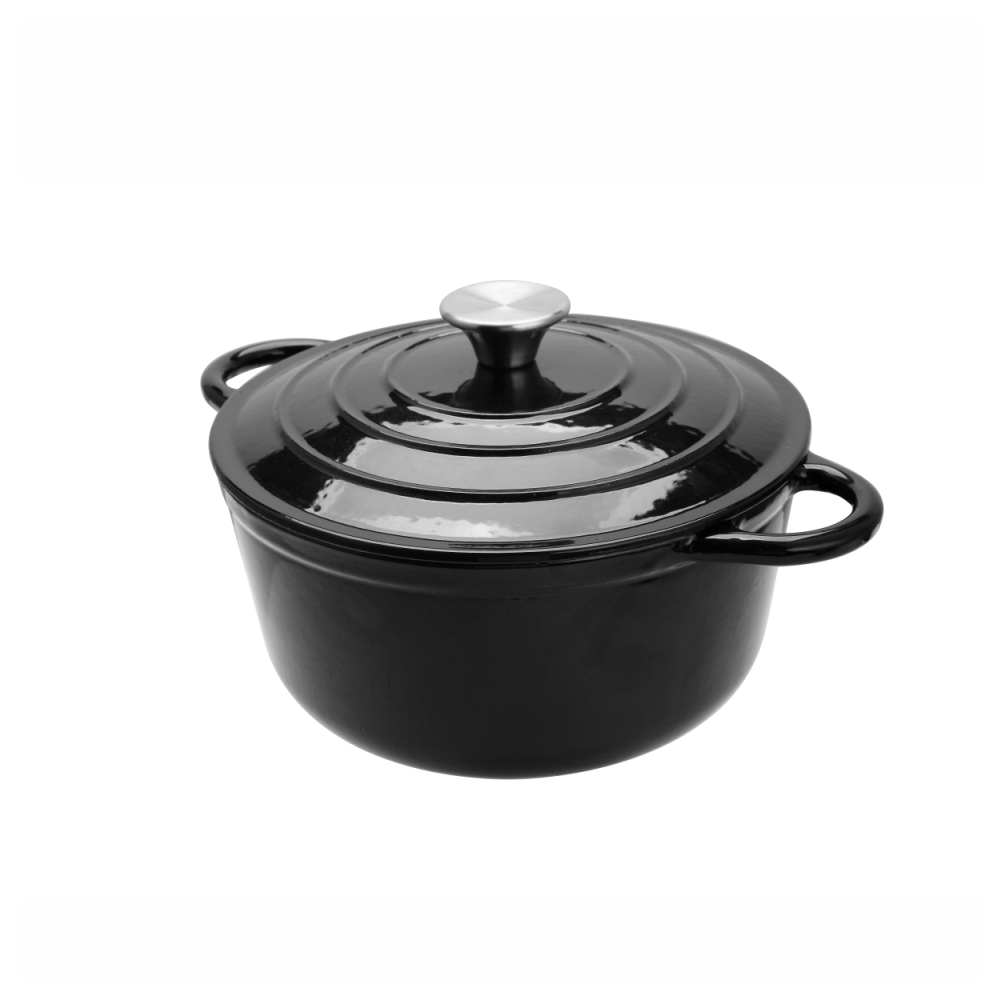 Cast Iron Round Casserole, 24cm (Black)-MCA24K